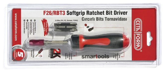 Hovedbilde Bit-sett med skralletrekker, 11 deler.